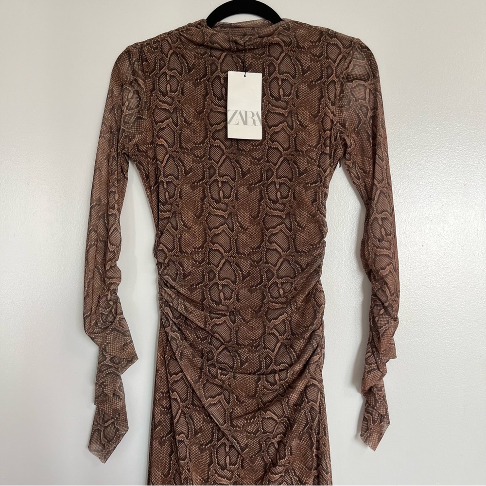 Zara Snake print New Draped Tulle Dress snake print size XS NWT - Picture 3 of 9